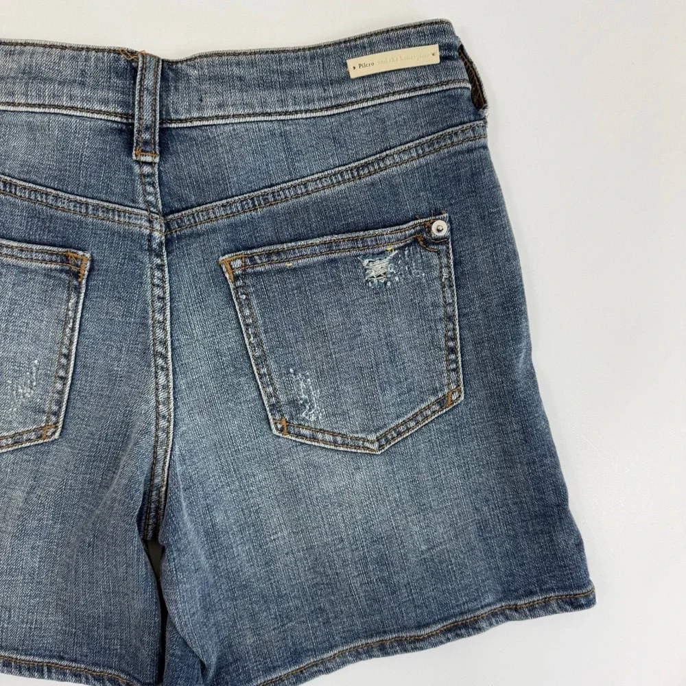 Pilcro and the Letterpress Slim Boyfriend Denim Shorts Distressed Blue Sz 25‎ 5